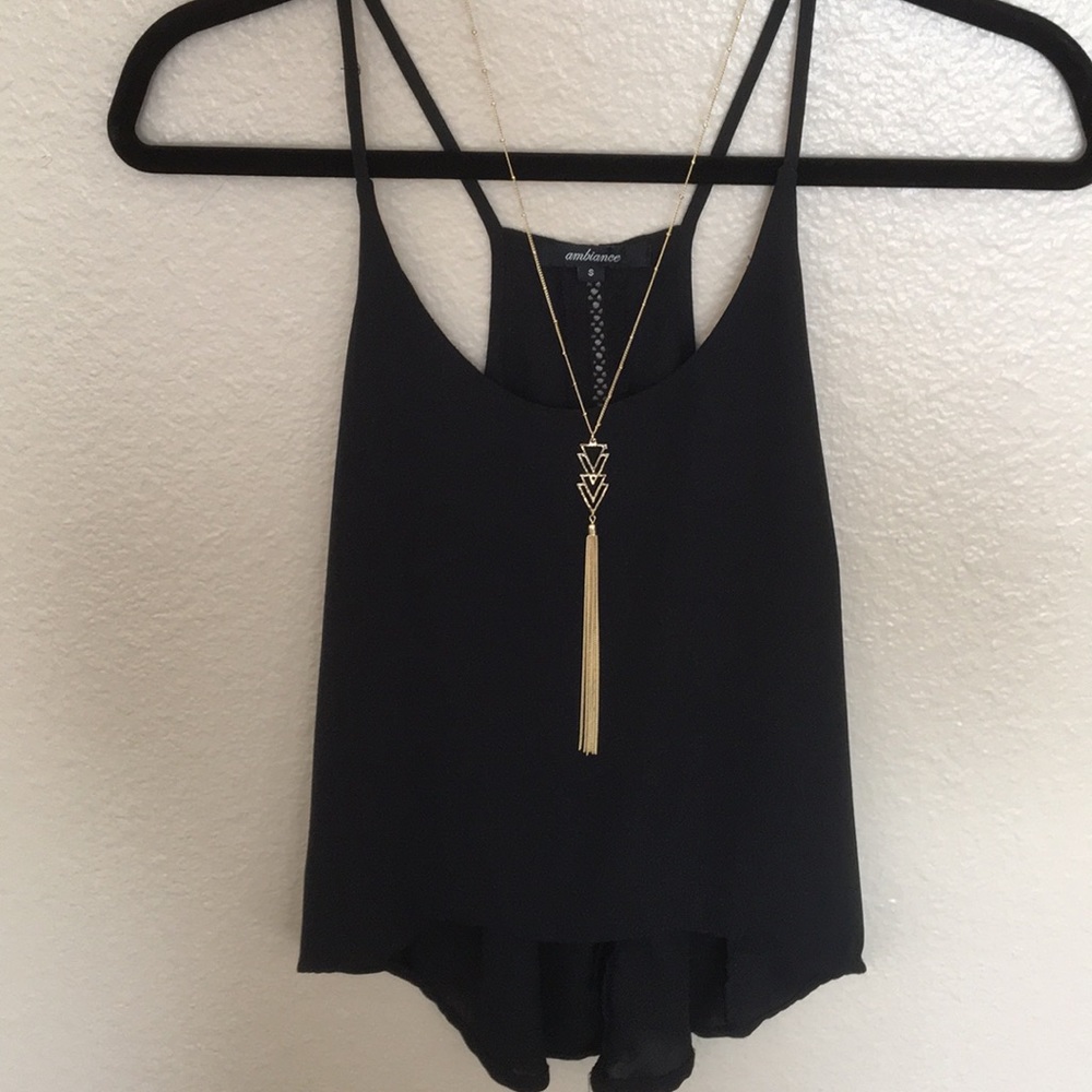 Black offset tank top
